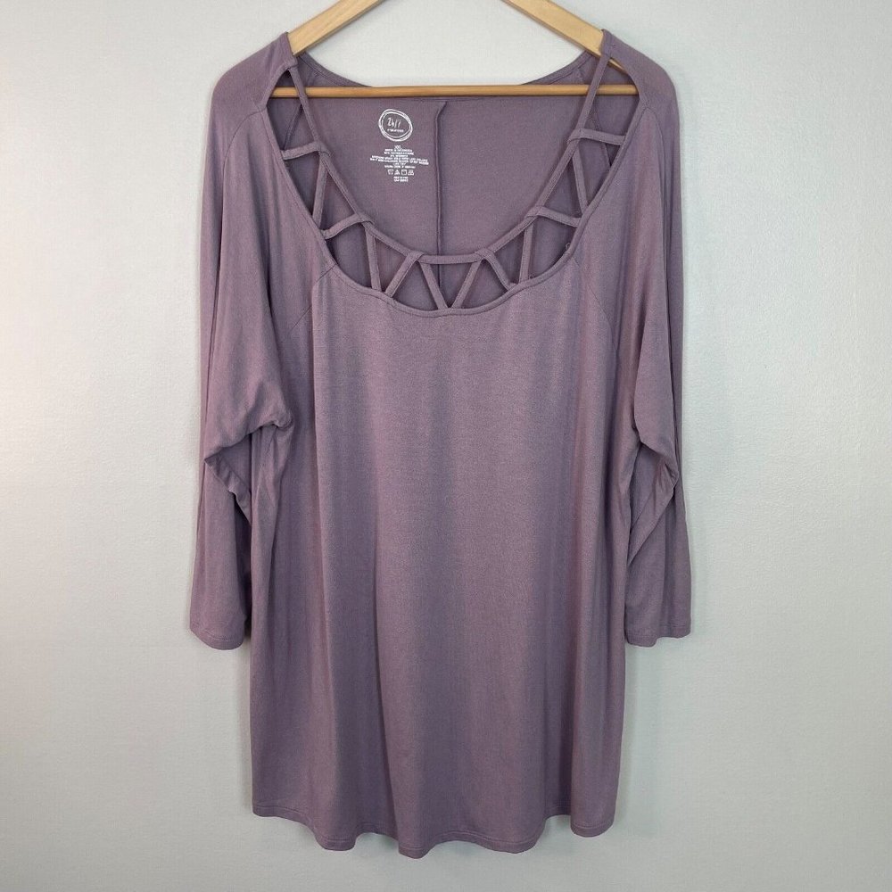 Maurices Top XXL Purple‎ 3/4 Sleeve Stretch Knit Shirt Women's Casual